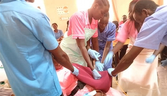 South Sudanese midwives train on a Laerdal Global Health simulator